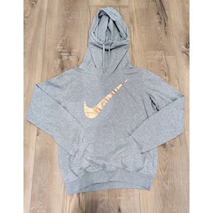 Nike Girls Funnel Neck Hoodie Gray Rose Gold Youth M Cowl Neck Slouch Neck